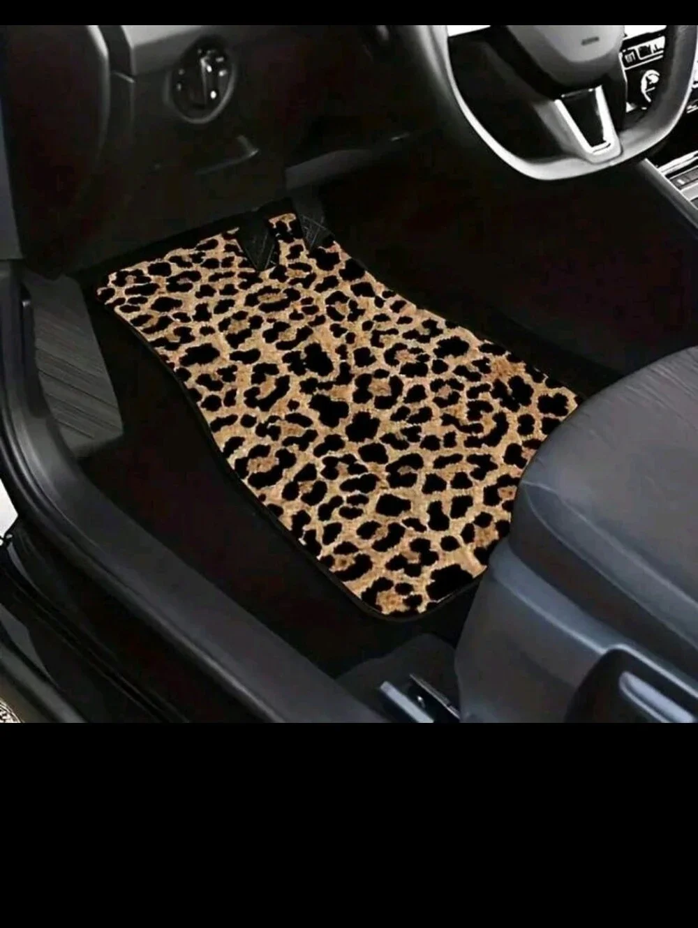 Leopard Print Faux Fur Car Floor Mats - 4 Piece Set
